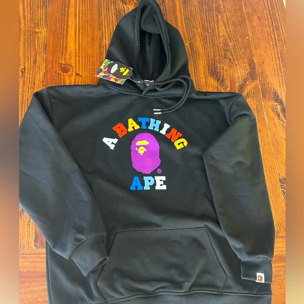 A Bathing Ape (BAPE) Black Multicolor Logo Hoodie – Size M – NWT